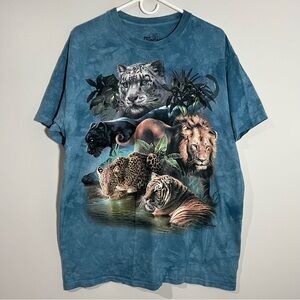 The Mountain 2011 Jungle Lion Tiger Tami Alba Blue Tie Dye T-Shirt Mens Large